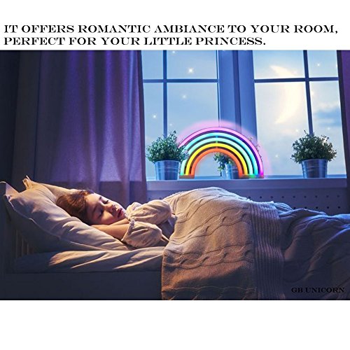QiaoFei Rainbow Light Signs for Kids Gift LED Rainbow Neon Signs for Wall Decor Bedroom Decorations Home Accessories Party Holiday Battery or USB Operated Table Night Lights