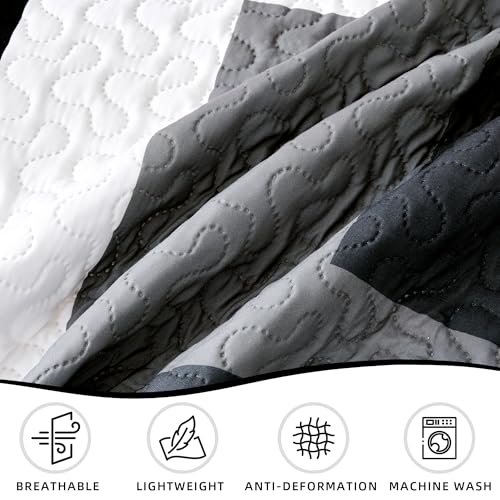 Tyrot Black Grey Patchwork Quilt Set Full/Queen Size Bedding with Pillow Shams