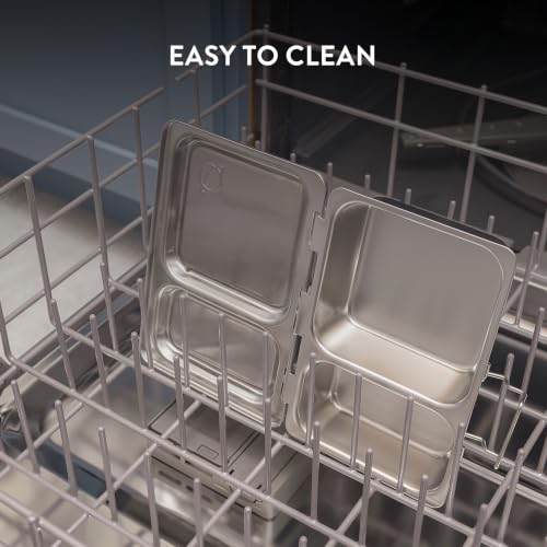 PlanetBox Launch Stainless Steel Lunchbox Replacement - 3 Compartments, Brushed Finish, Recycled Bento Container