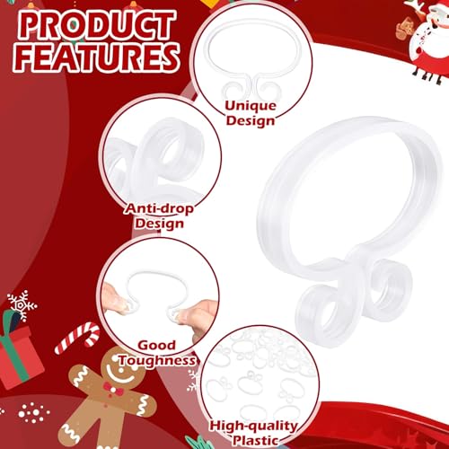 Yalikop 50 Pcs Christmas Banister Light Clips Railing Hook, White,