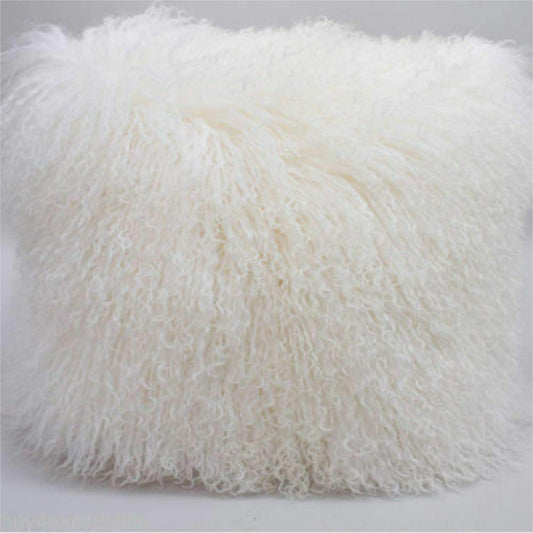 yingda1992 Mongolian Lamb Fur Throw Pillow Cover Soft Fluffy Square Cushion Pillowcase Car Accessories Decorated for Livingroom