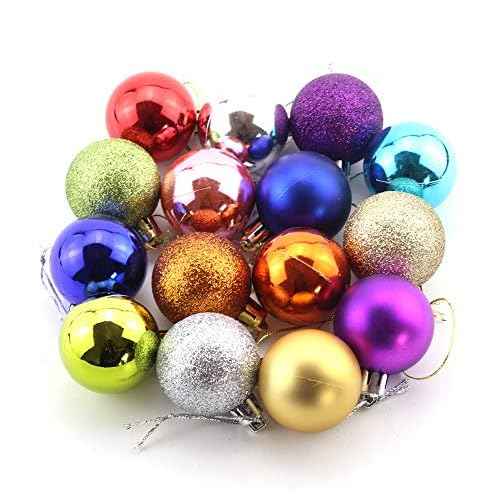 Bestjybt 24pcs 1.18" Small Christmas Ball Ornaments Shatterproof Christmas Decorations Tree Balls for Holiday Wedding Party Decoration, Tree Ornaments Hooks Included (Orange, 3cm/1.18")
