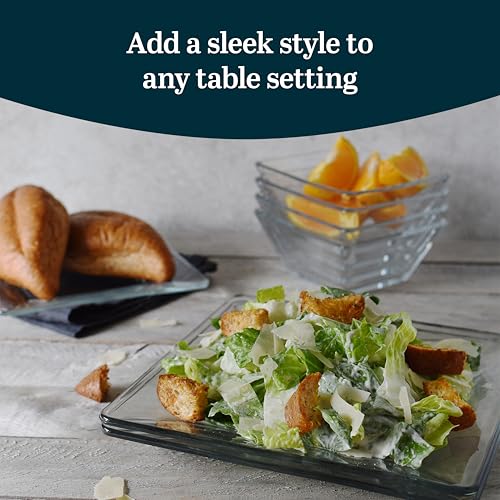 Libbey Tempo Square Glass Dinnerware Set - 12 Pieces, Dishwasher Safe