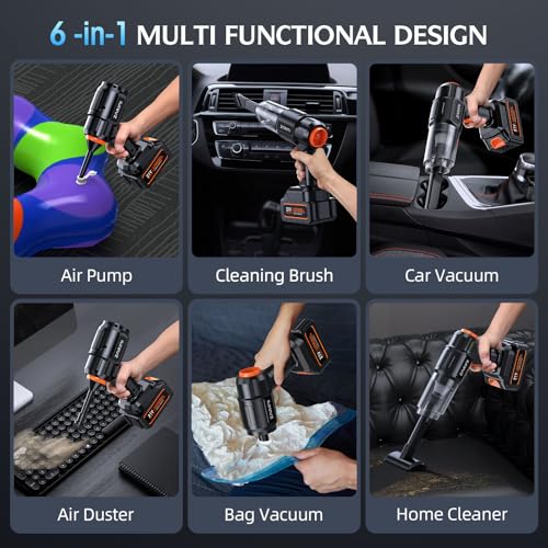 Portable Cordless Car Vacuum Cleaner with 50,000Pa Suction & Dual Batteries