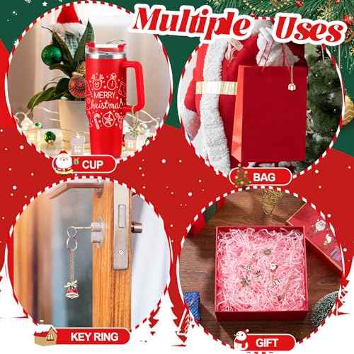 8 Set Tumbler Charms Christmas Themed Cup Charms Accessories Wreath Bells Santa Christmas Tree Candy Bar Handle Charm for Mugs Cup Compatible with 20 30 40 oz Tumblers