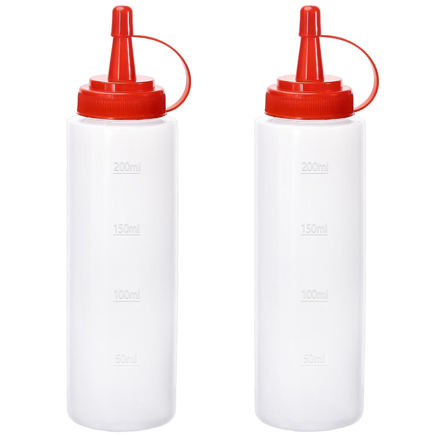 Katfort Condiment Squeeze Bottles Ketchup Dispenser, 2 Pack 8oz Squeeze Bottles for Liquids, Plastic Sauce Bottle with Cap Lid, Squirt Bottles for Sauces Liquids BBQ Dressing Pancake Art