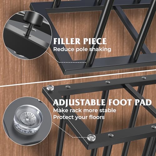 HzTinT Boot Rack for Tall Boots - Black, 19.5-Inch, Holds 6 Pairs - 1 Pack