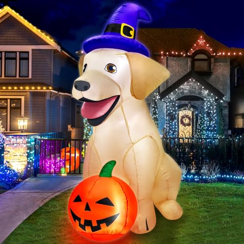 5Ft Halloween Inflatable Dog Decor with LED Lights Outdoor Yard Decoration