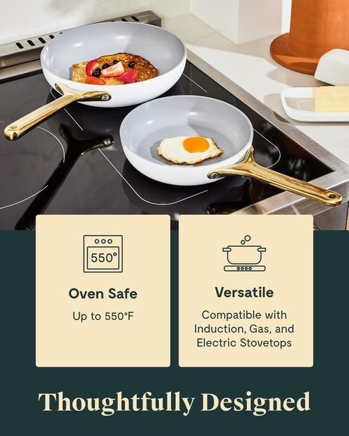 Caraway Nonstick Ceramic Frying Pan - 2.7 Qt, 10.5" | Non-Toxic, PTFE & PFOA Free, Oven Safe - Black