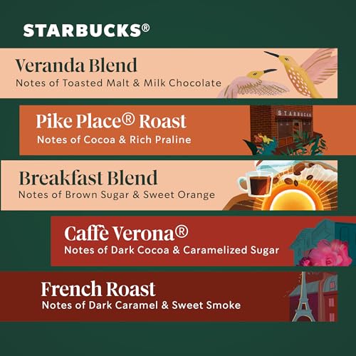 Starbucks K-Cup Coffee Pods Variety Pack - Blonde, Medium & Dark Roast, 40 Count