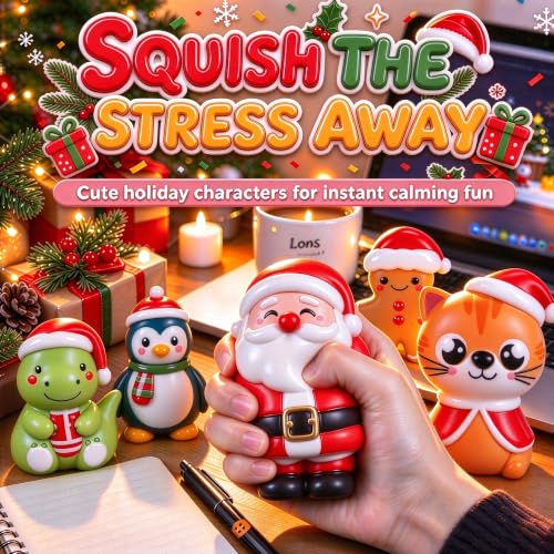 Blue Hydrangea 24PCS Christmas Squishy Sensory Toys - Color-04 Holiday Fidget Stress Relief for Kids & Stockings