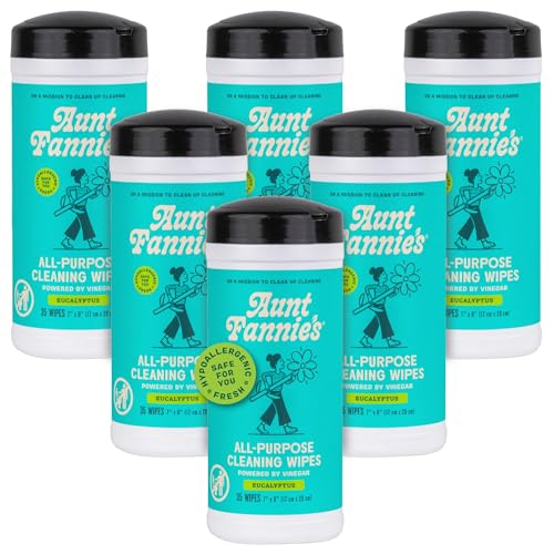 Aunt Fannie's Natural Eucalyptus Cleaning Vinegar Wipes - Pack of 6, 35 Count
