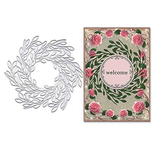 ALIBBON Christmas Wreath Die Cuts for Card Making, Metal Template Molds, Background Dies for Crafting DIY Photo Album Paper Embossing Scrapbooking Supplies