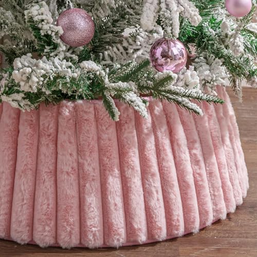 Christmas Tree Collar, Pink Luxury Plush Faux Fur Rustic Collar with