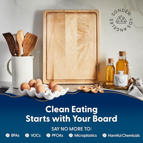 Sonder Los Angeles Winsome Maple Edge Grain Cutting Board 17x13in with Cracker Well