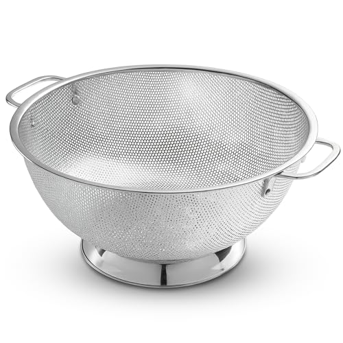 5 Qt Stainless Steel Colander for Kitchen - Pasta & Rice Strainer, Durable & Rust-Resistant