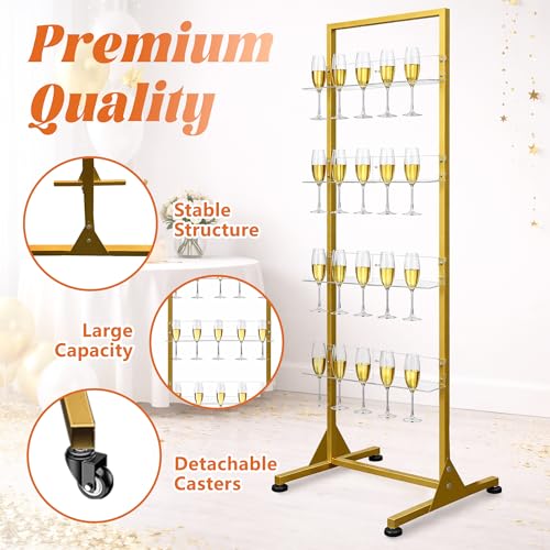 4-Tier Champagne Wall Holder and Display Stand for Wine Glasses