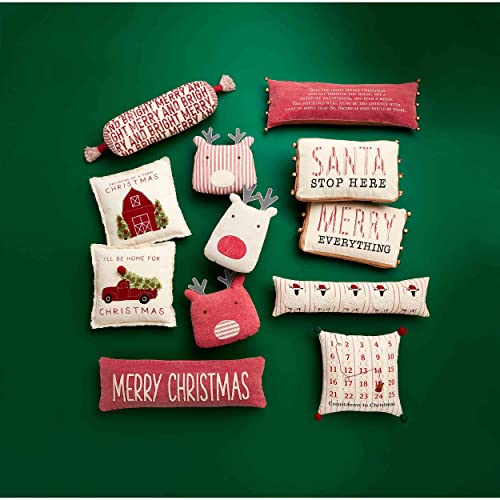 Mud Pie Christmas Appliqué Throw Pillow 18x18in, Festive Holiday Decor