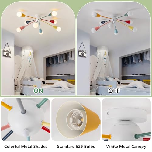 Ymlii Multicolor 8-Light Sputnik Chandelier Kids Ceiling Light - Modern Pendant Fixture
