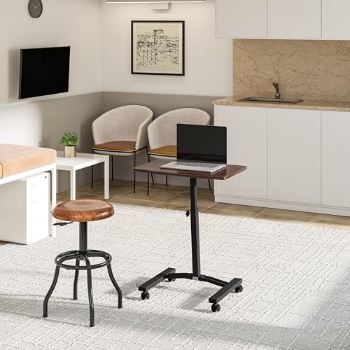 Walnut Mobile Laptop Desk Cart - Height Adjustable from 20.5 to 33 Inches, Slim Design, NEW Model