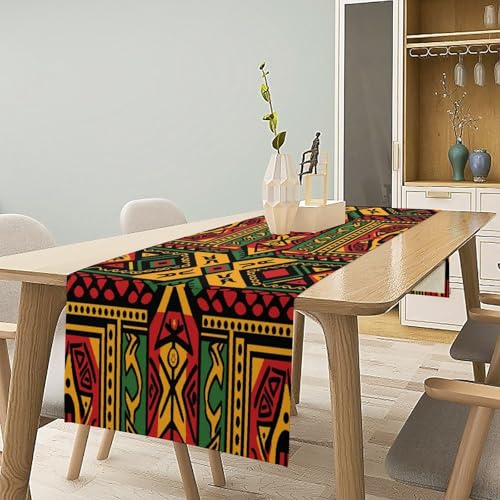 SENRUEGT African 36x13in Table Runner - Retro Mandala Ethnic Kitchen Decor, L36"xW13"