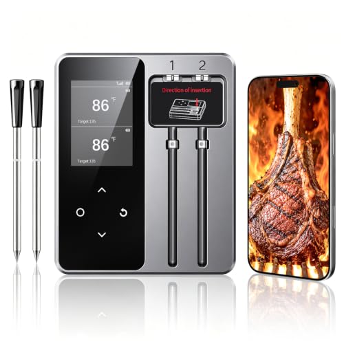JoyBear Silver Wireless Bluetooth Meat Thermometer with 6 Sensors & Instant Read