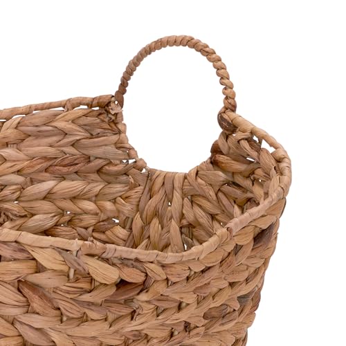 Natural Water Hyacinth Wicker Basket with Handles - Tall Storage Bin