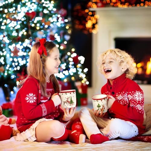 Homlouue Christmas Animal Mugs Set of 4 - Woodland Creatures Holiday Coffee Cups