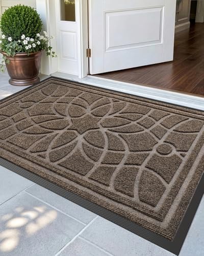 Outdoor Entrance Door Mat 32x48 Heavy Duty Non Slip Brown - All Weather Rug