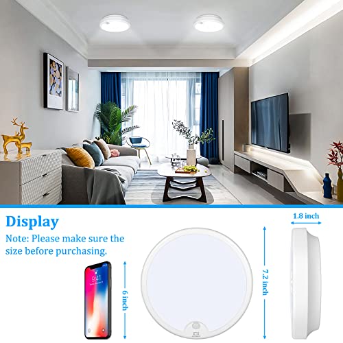 White Battery Operated Motion Sensor Ceiling Light - 7.2 Inch 6000K