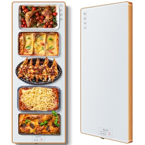 White 40x12 Inch Electric Warming Tray Tempered Glass Food Warmer