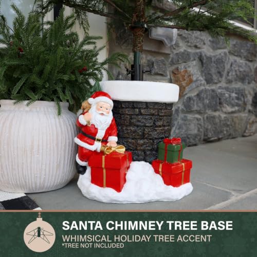 Fraser Hill Farm Chimney Santa Christmas Tree Base - 15 in. Resin Stand