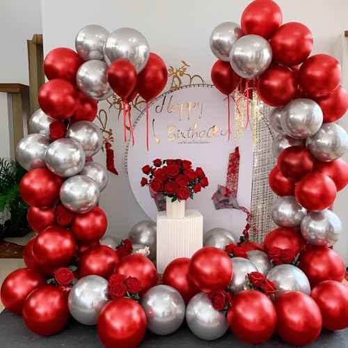 Red Balloons 100 Pack 12 Inch Red Latex Balloons for Graduation Wedding Valentine's Day Christmas Engagement Birthday Party Decorations