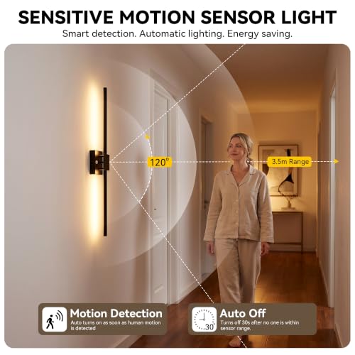 Torchlet Wireless Wall Sconces Set of 2 with 8000mAh Battery, Motion Sensor & Adjustable Arms