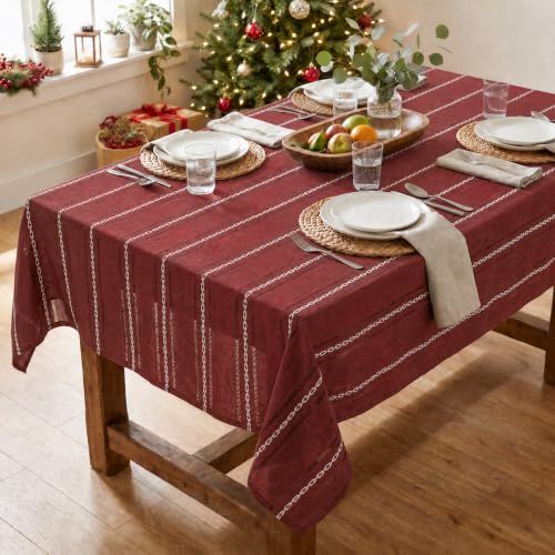 Horaldaily Red 60x120 Inch Rectangular Tablecloth - 100% Polyester, Holiday Home Decor