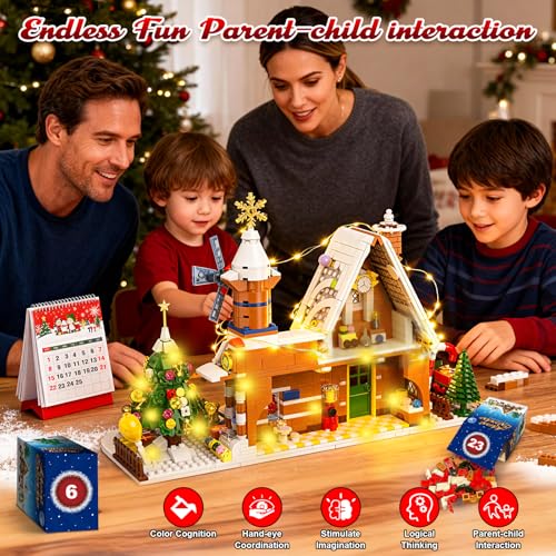 Letapapa 2026 Gingerbread House Advent Calendar Building Set with LED Lights