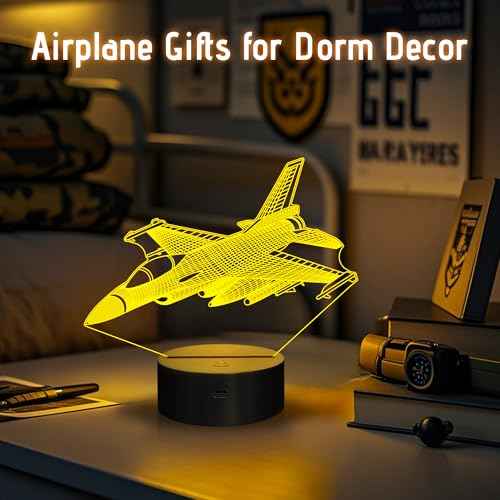 Warplane Night Lights,Kids Airplane 3D Night Light Bedside Lamp Fighter Toy Light 7 Colors Changing with Remote Control Best Christmas Gifts and Birthday Gifts for Boys Girls Kids Baby