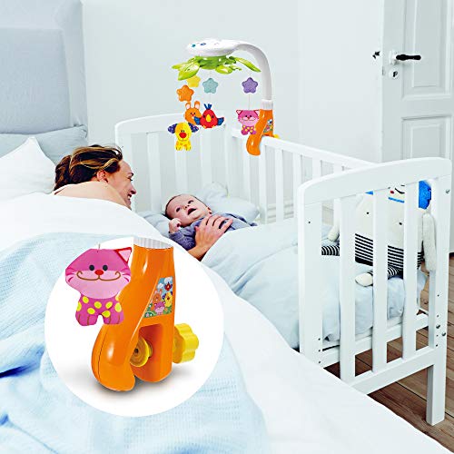 KiddoLab Baby Crib Mobile with Music Lights & Star Projector - Nursery Mobile for Newborns