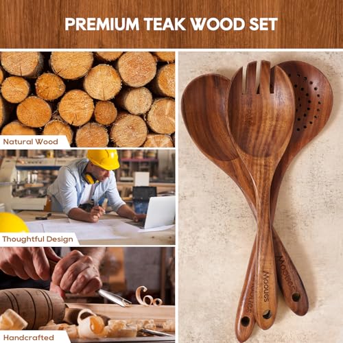 10PCS Wooden Cooking Utensil Set - Teak Wood Kitchen Tools