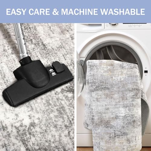 IOHOUZE 3x5 ft Washable Abstract Area Rug Grey Beige Non Slip Entryway Mat
