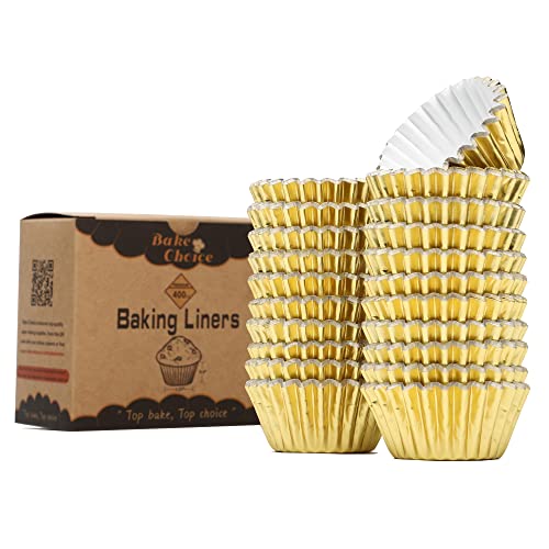 Non-Stick 400pcs Gold Mini Cupcake Liners for baking, Mini Size Foil muffin liners Cupcake Wrappers, Christmas Cupcake Liners for Christmas Decorations