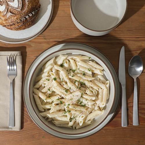 Cream White Stoneware Dinnerware Set - 16 Pieces for 4, Reactive Glaze