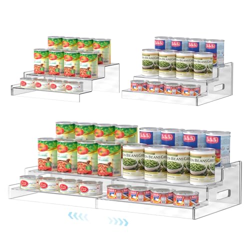 Expandable Can Organizer for Pantry - 3-Tier Adjustable Acrylic Storage Rack