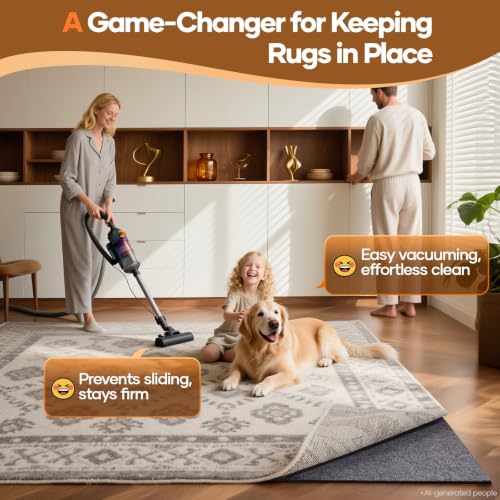 5' x 7' Non-Slip Rug Pad with Cushioned Felt & Silicone Backing, Anti-Slip Carpet Protector - 1/4 Inch Thick
