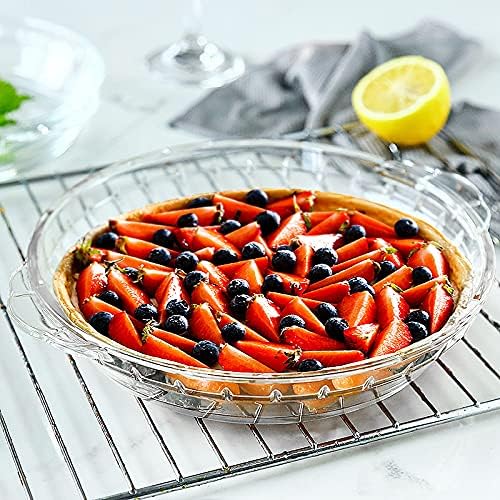 MCIRCO Glass Pie Plates Set - Deep Baking Dishes with Handles (7"/8"/9"/10") - Perfect for Serving Pies