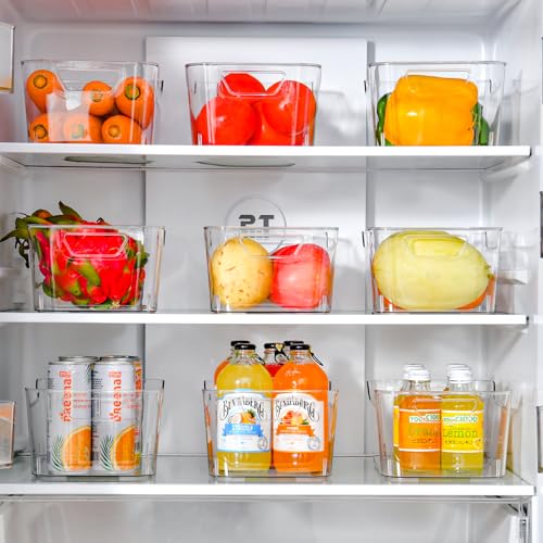 AntStep Medium Clear Plastic Storage Bins - Pantry & Home Organizer Set