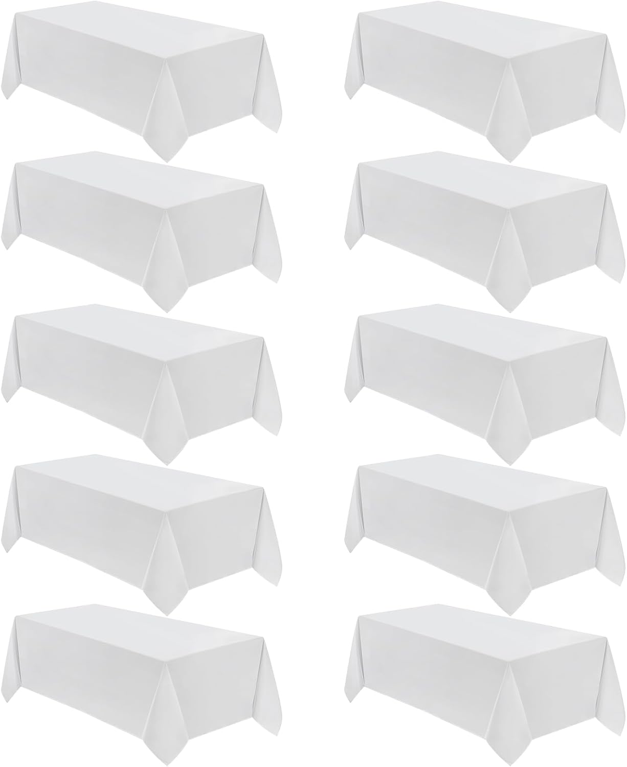 VidaFete Tablecloth - 90 x 132 Inch Rectangle | Stain & Wrinkle Resistant Polyester for Weddings & Parties - White 10 Pack