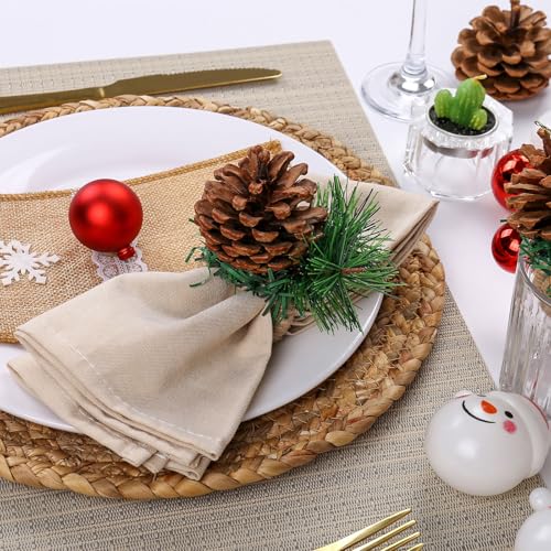 Wonlex Handmade Pine Cone Napkin Rings Set of 6 Farmhouse Fall Holiday Decor