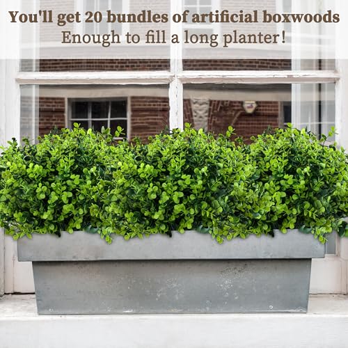 Artificial Greenery Boxwood Plants Set - 20 Bundles Outdoor Decor