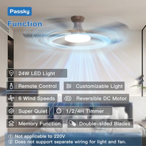 Brown 52-Inch Low Profile Ceiling Fan with Lights and Remote Control